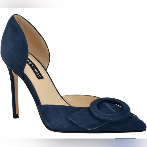 NEW Nine West Frolly High Women's Heels Navy Suede, Size 8.5 - Picture 1 of 5
